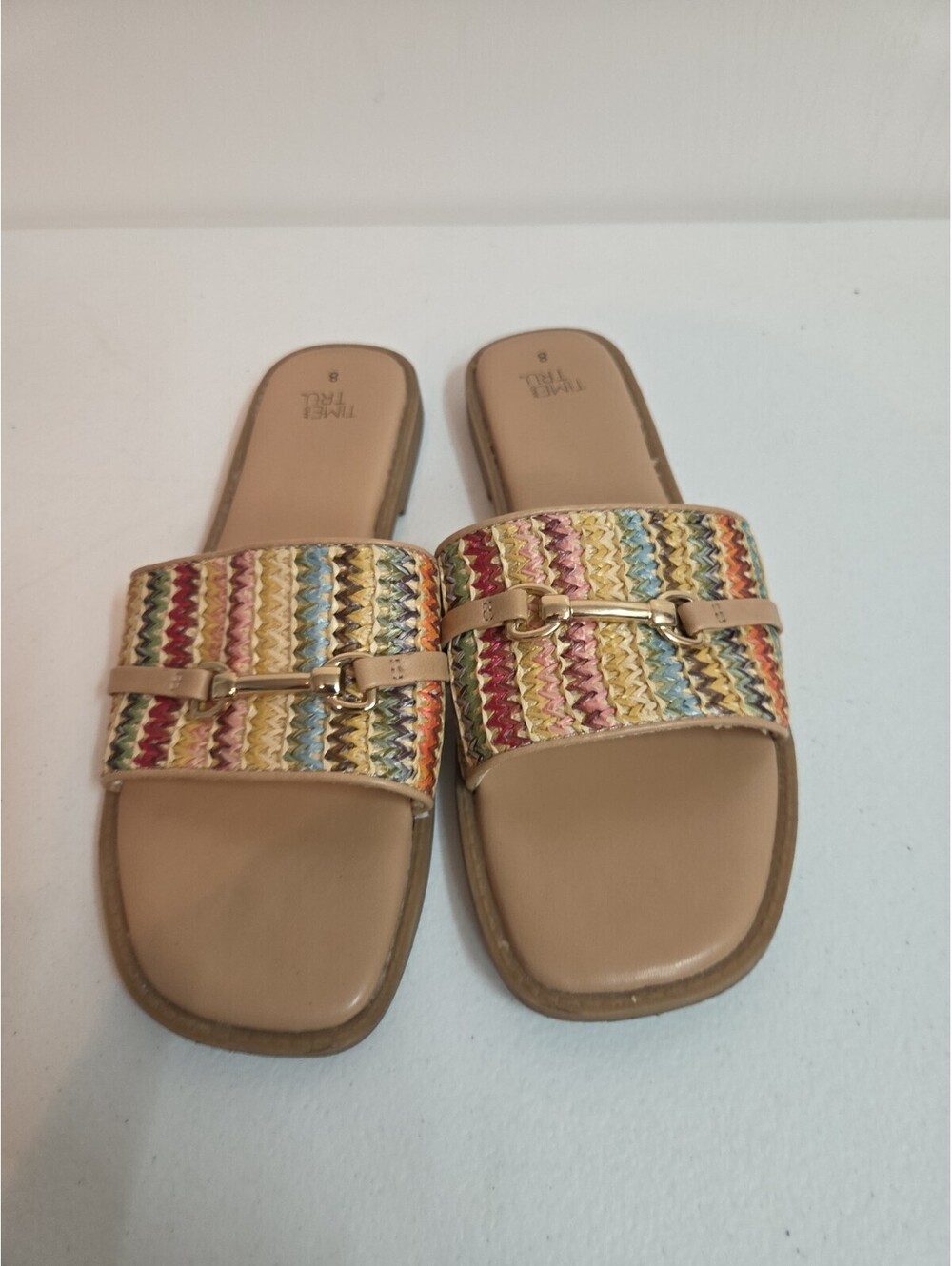 women's Time and Tru women's horsebit hardware slide sandals size 8